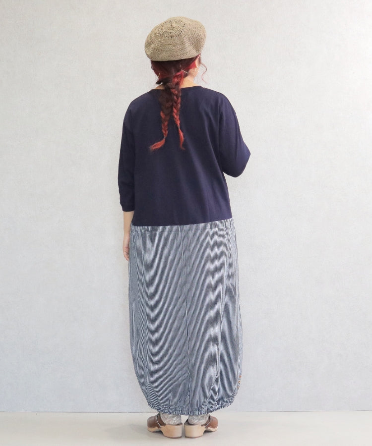 布帛切替ワンピース7分袖/25012307