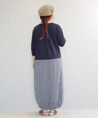 布帛切替ワンピース7分袖/25012307