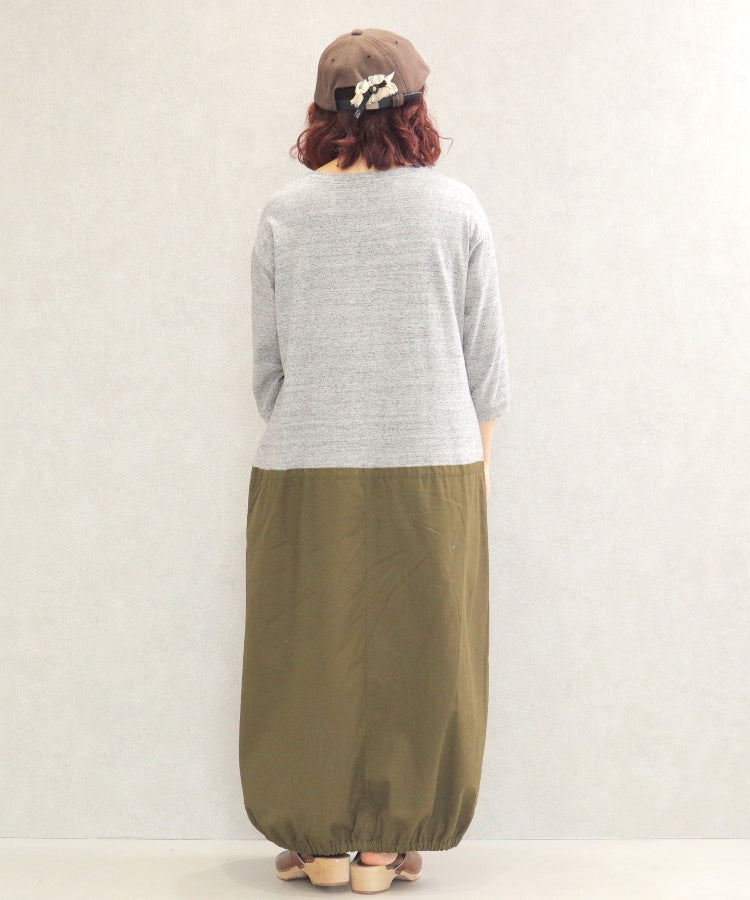 布帛切替ワンピース7分袖/25012307