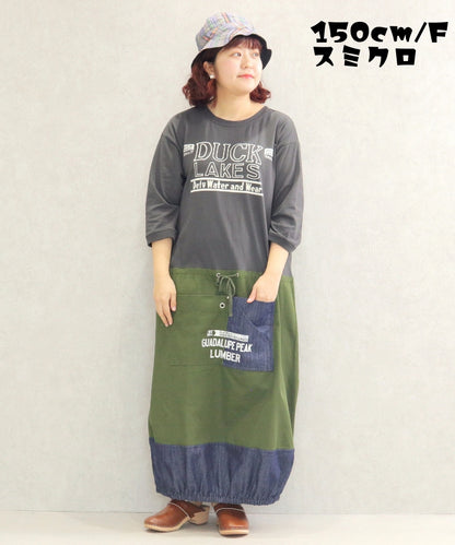 布帛切替ワンピース7分袖/25012307