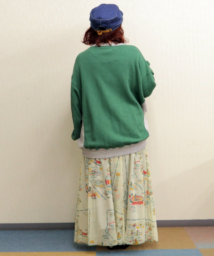 裏毛配色リブ長袖シャツ/25012601