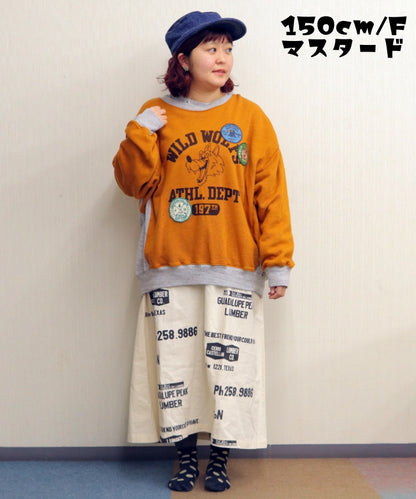 裏毛配色リブ長袖シャツ/25012601